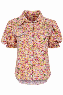Letnia bluzka z bawełny w kwiatowy print z bufkami i romantycznym wykończeniem. Bluzka Floral crush