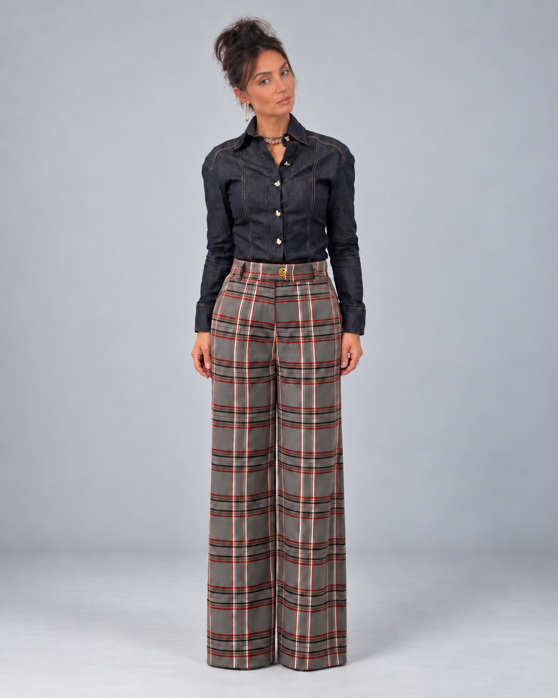 SPODNIE  PLAID REGULAR